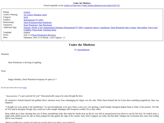 my_fanfiction/Under_the_Mistletoe screenshot