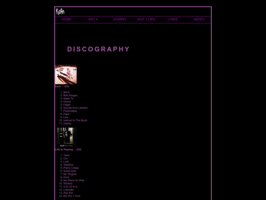 music/korn/Discography screenshot