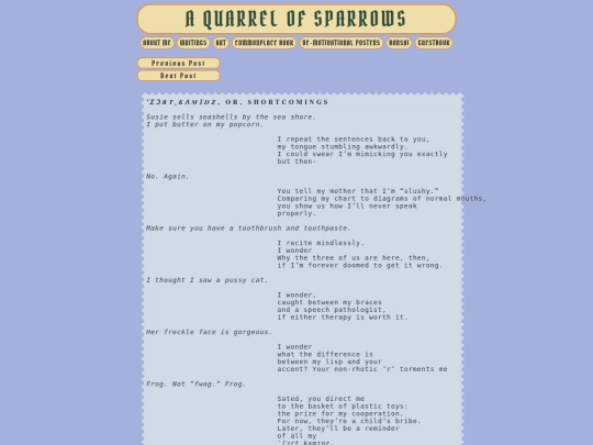 Posts/shortcomings screenshot