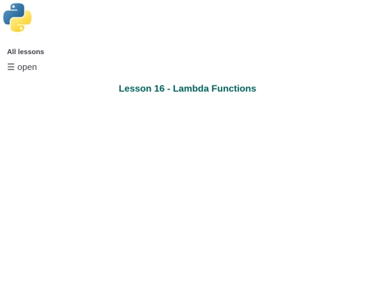 Lesson 16 - Lambda Function screenshot