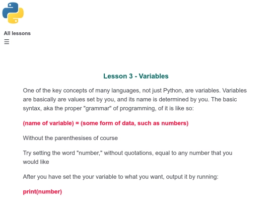 Lesson 3 - Variables screenshot