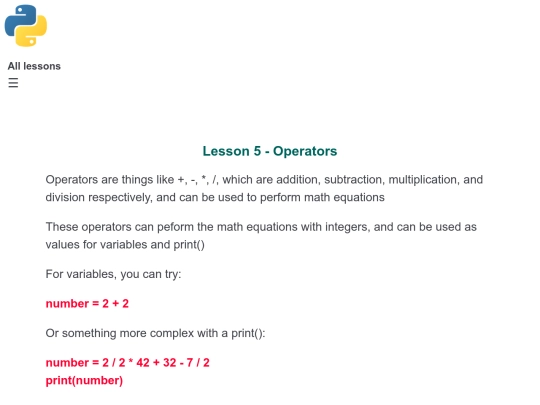 Lesson 5 - Operators screenshot