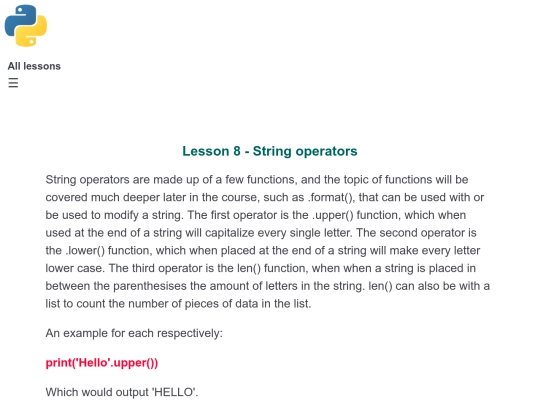Lesson 8 - String operators screenshot
