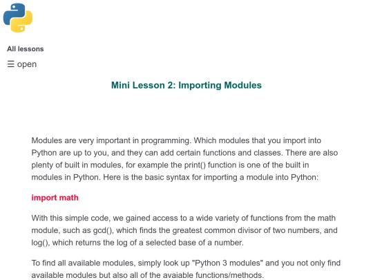 Mini Lesson 2 - Importing Modules screenshot
