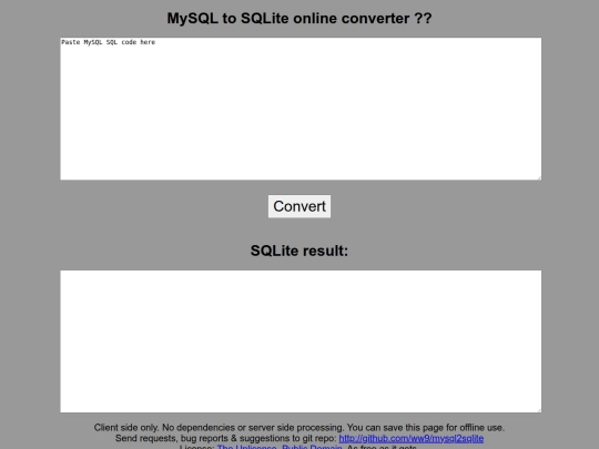 mysql2sqlite screenshot