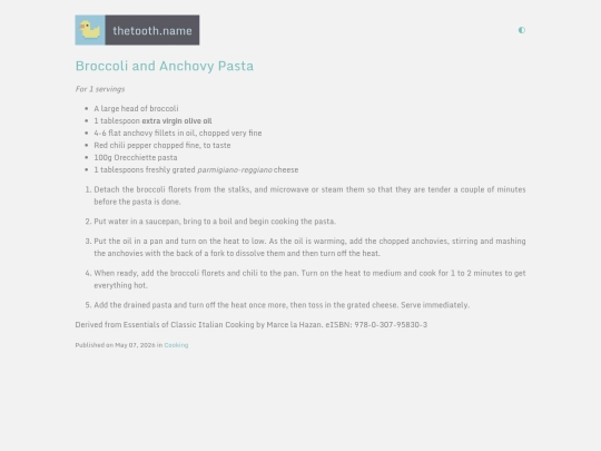 articles/cooking/broccoli-and-anchovy-pasta screenshot