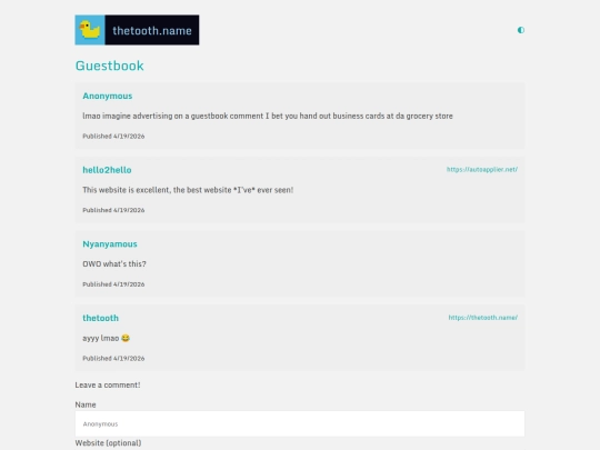 guestbook screenshot