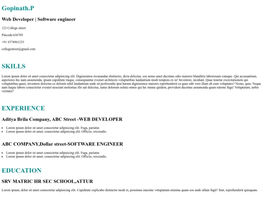 resume screenshot