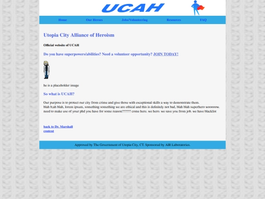 UCAHsite screenshot