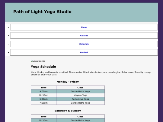schedule screenshot