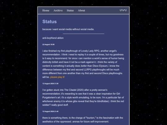 status screenshot