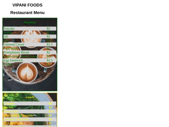 restaurant_menu screenshot