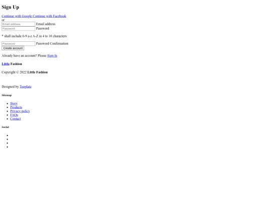 sign-up screenshot