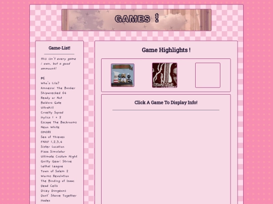 geocities/gameshelf screenshot