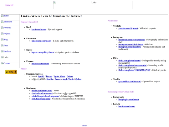 links screenshot