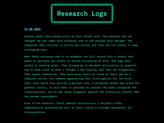 research logs screenshot