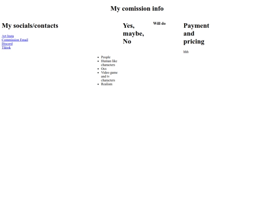 Comissions screenshot