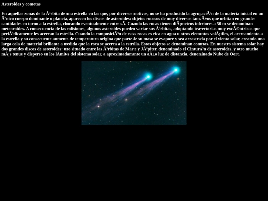el universo/Asteroides y cometas screenshot