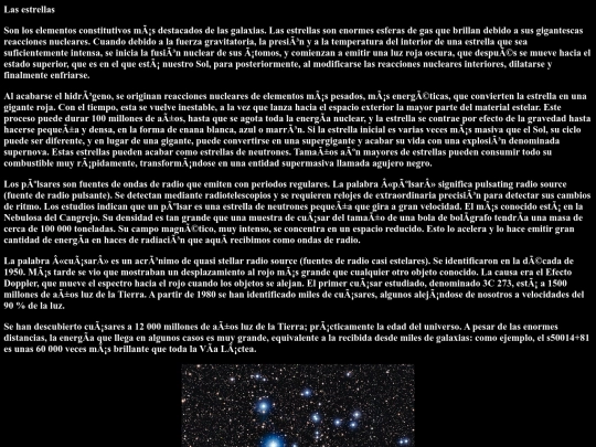 el universo/Las estrellas screenshot