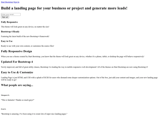 LandingPage screenshot