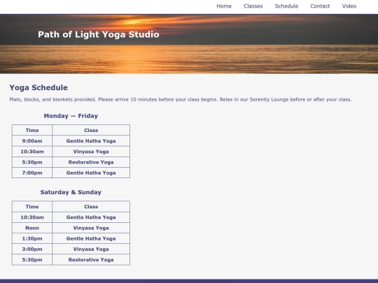 schedule screenshot
