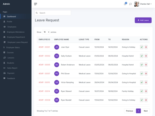 Adminpage/Leave screenshot