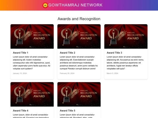 Award and Recognition Page screenshot