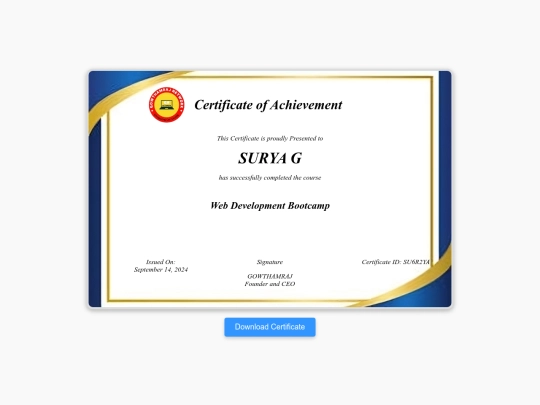 Certificate Page screenshot