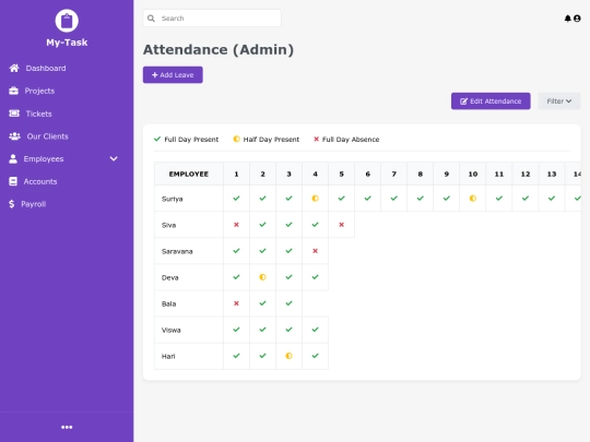 Emp_Page/attandance screenshot