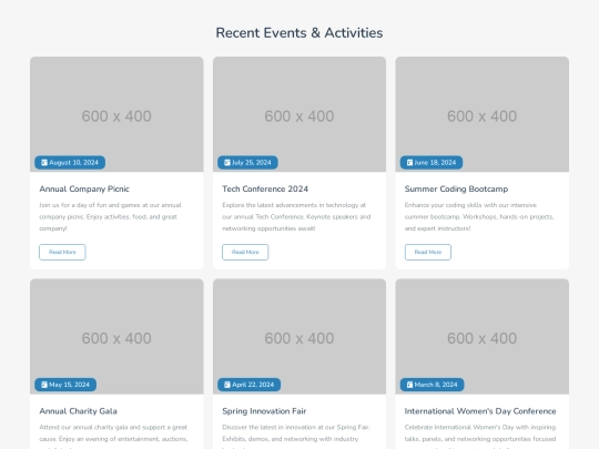 Events & Activities page screenshot