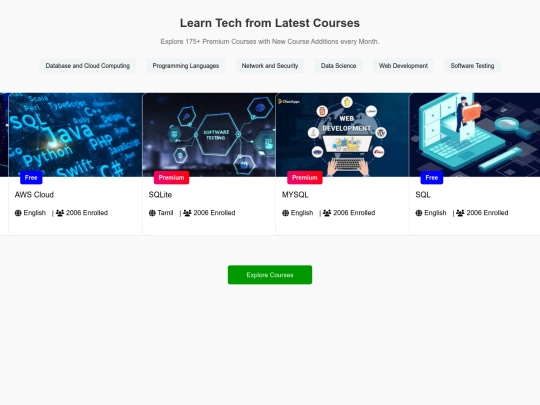Featuring courses and article screenshot
