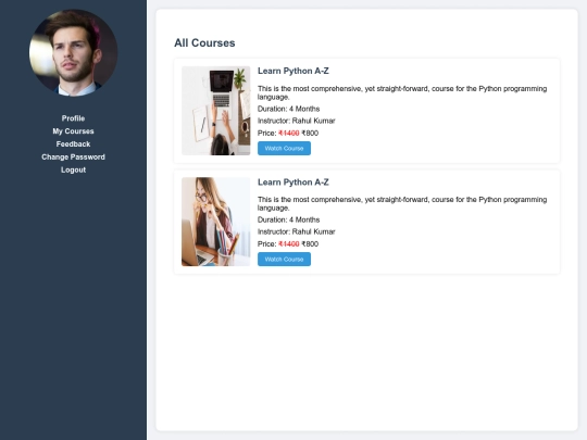 Learner Profile/Mycourse screenshot