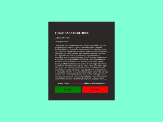T & C  screenshot