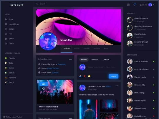 User Profile  screenshot