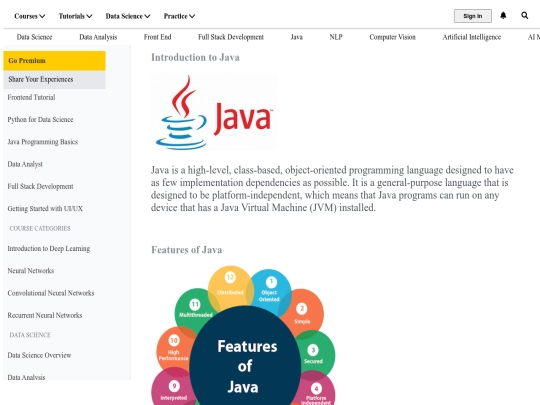 navbar/java screenshot