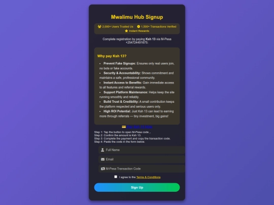 signup screenshot