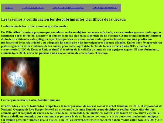 pagina web de S y J/top 5 descubrimientos screenshot