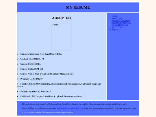 aboutme screenshot