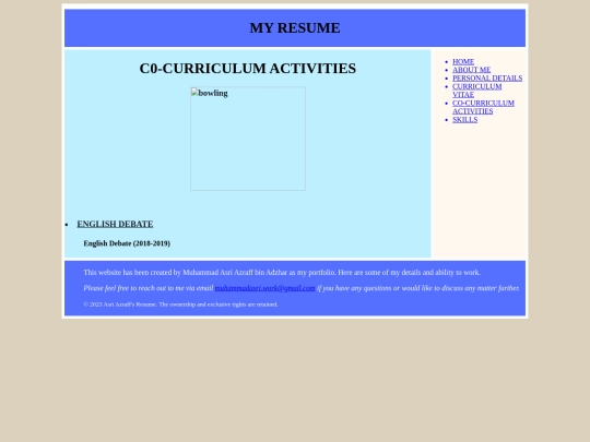 cocurriculumactivities screenshot