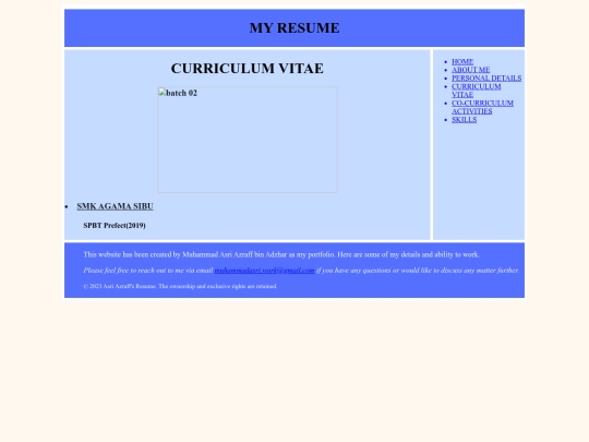 curriculumvitae screenshot