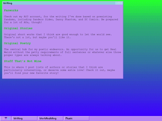 writing screenshot