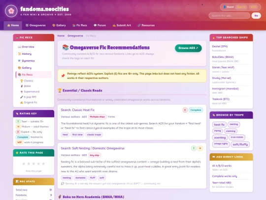 fanpages/omegaverse/fic-recs screenshot