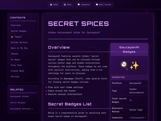 wiki/secretrecipes screenshot