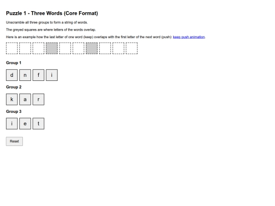 Puzzle 1 - Three Words (Core Format) screenshot