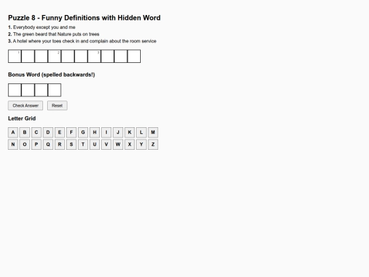 Puzzle 8 - Funny Definitions with Hidden Word screenshot
