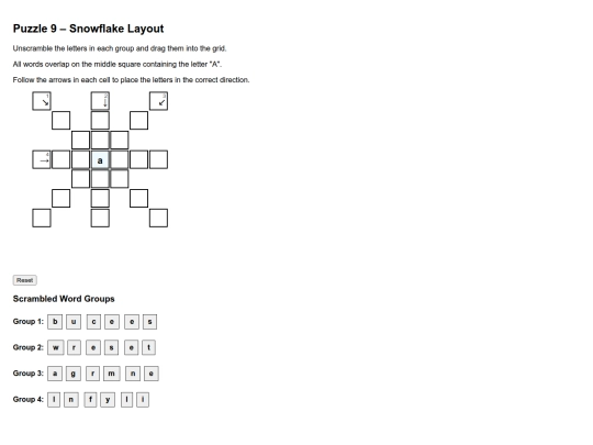 Puzzle 9 - Snowflake Layout screenshot