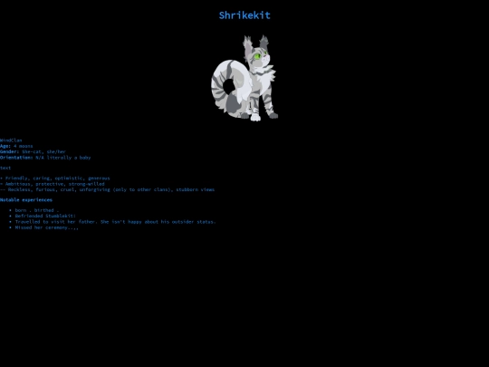 Jax's characters/Shrikekit screenshot