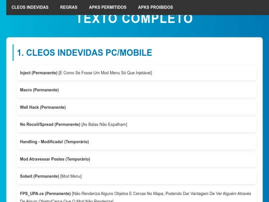 Informações /Regras-samp screenshot
