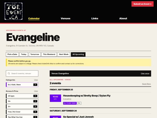 venues/evangeline screenshot
