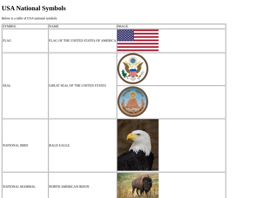 USA national symbols screenshot